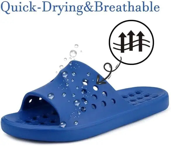 Quick-Dry Shower Shoes with Arch Support & Drain Holes for Women/Non-Slip Pool Slides Indoor Outdoor House Slippers