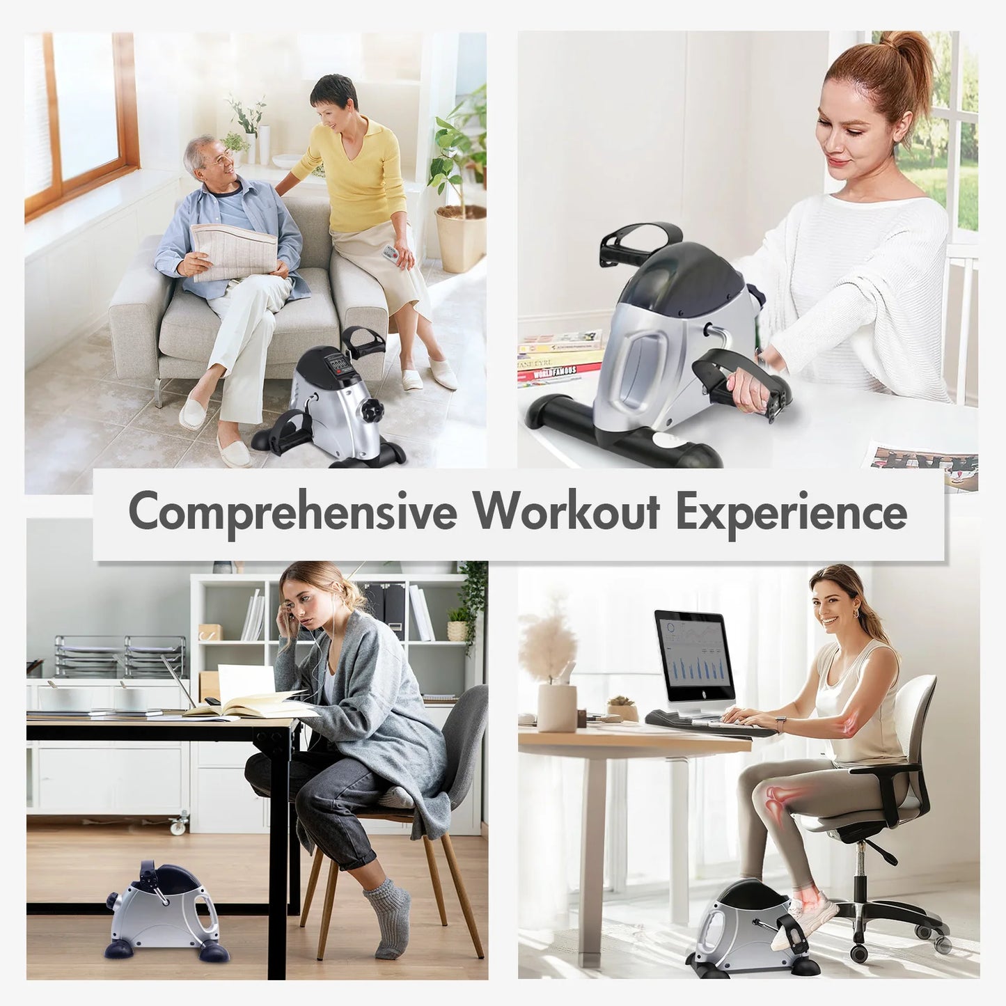 Mini Under Desk Pedal Exerciser Bike Multi-Function Motorized Digital/With LCD Screen Display for Leg Arm and Knee for Elderly