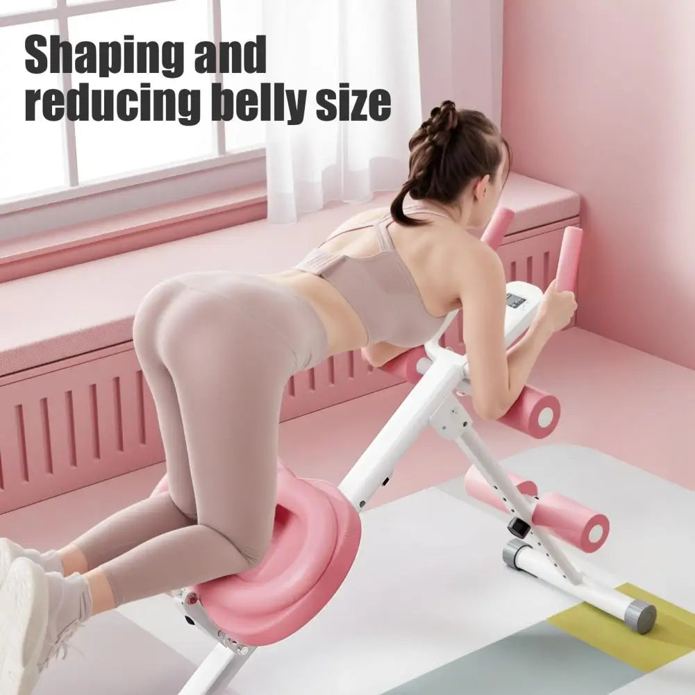 Height Adjustments Abdominal Trainer Ab Machine with LCD Display Screen/Foam Handle Full Body Workout Abdominal Exercise Machine