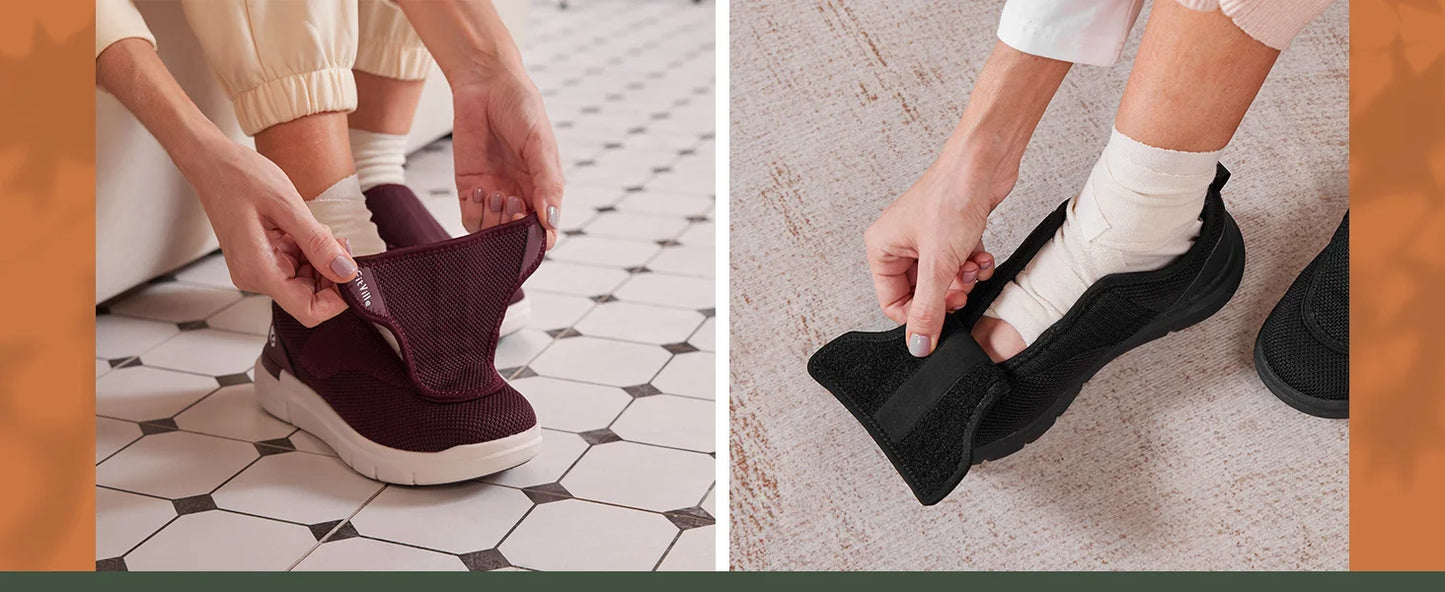 FitVille Extra Wide Women's Diabetic Shoes Adjustable Walking Shoes/for Elderly Orthopedics Wide Feet Swollen Foot Pain Relief