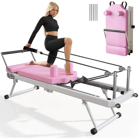 Foldable Pilates Reformer Machine for Home Gym Ideal/Pilates Workout Equipment for Beginners High Intensity Cardio Fitness