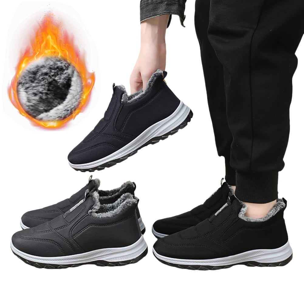 Warm Walking Shoes Lightweight Thermal Ankle Boots Comfortable/Slip On Sneakers Winter Thick Fur Shoes for Travel Hiking
