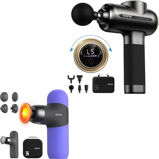 Massage Gun with 8-12mm Adjustable Amplitude/Mini Thermal Massage Gun with Heat