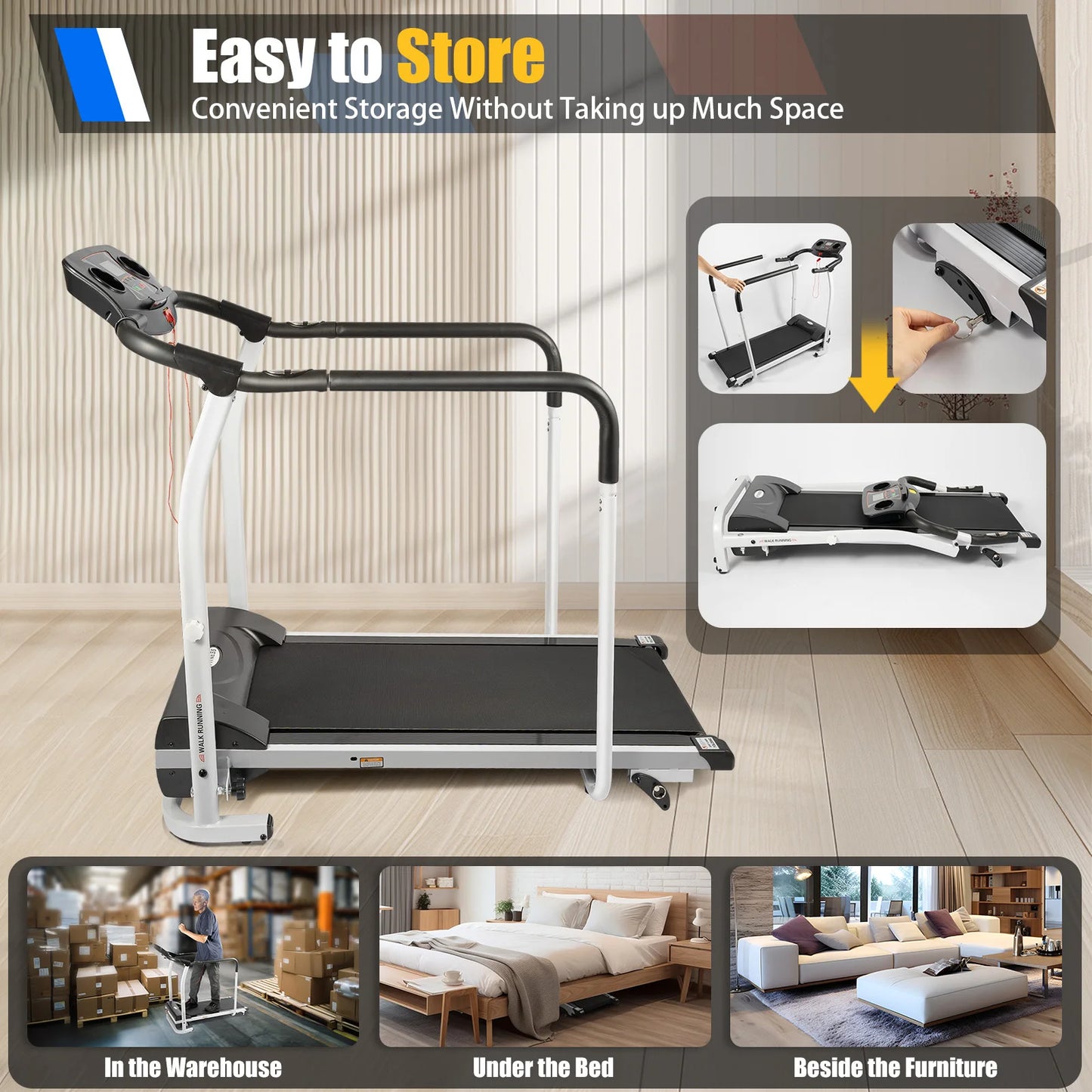 Foldable Treadmill Simple and Practical Walking Machine/Aerobic Exercise Equipment 118*60*105cm (unfold)