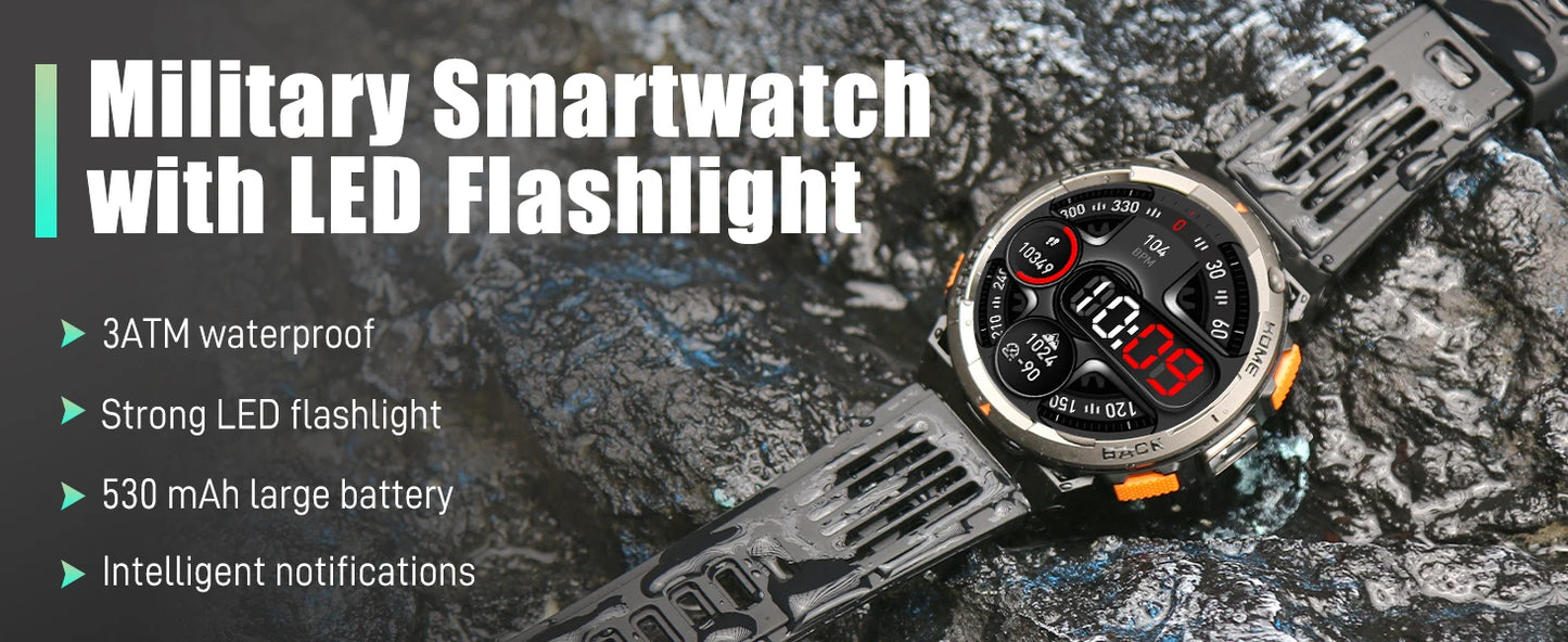 EIGIIS 1.45 Inch Smart Watch KE5 3ATM Waterproof Original Design/Sports Watch With Compass And Altitude Barometer LED Flashlight