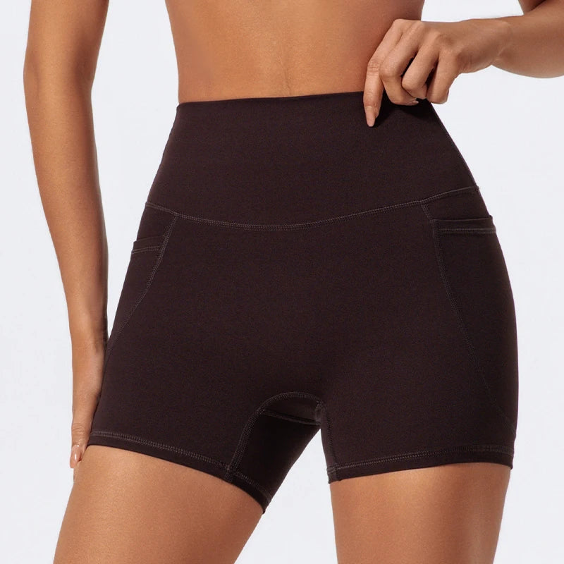 Hearuisavy Women Summer High Waist Shorts with Pockets/Quick Dry Yoga Cycling Gym Workout Sports Bottoms