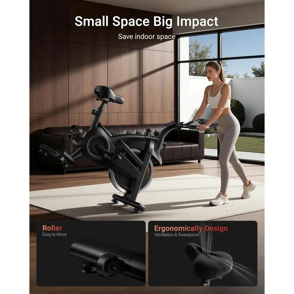 Stationary Exercise Bike Belt Drive Silent 0-100 Resistance With App Heart Rate/Tablet Bottle Holder 300LB Home Cycling Workout