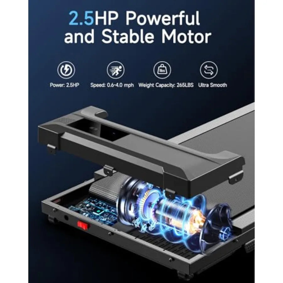 Walking Pad Treadmill for Home Office Use Portable Mini Compact/Under Desk Treadmill in Black Lightweight Slim Design