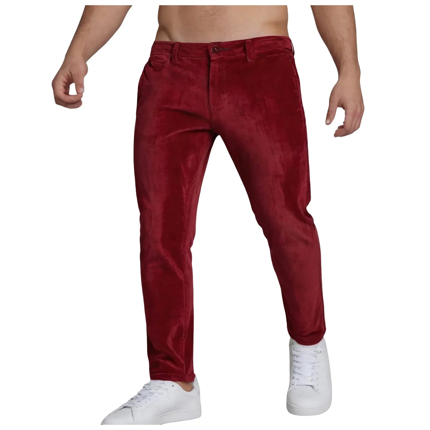 Men's Casual Fashion Pants Solid Color Golden Velvet Slim Fit/Calf Pants Elastic Rope Breathable New Cotton Men's Casual Pants