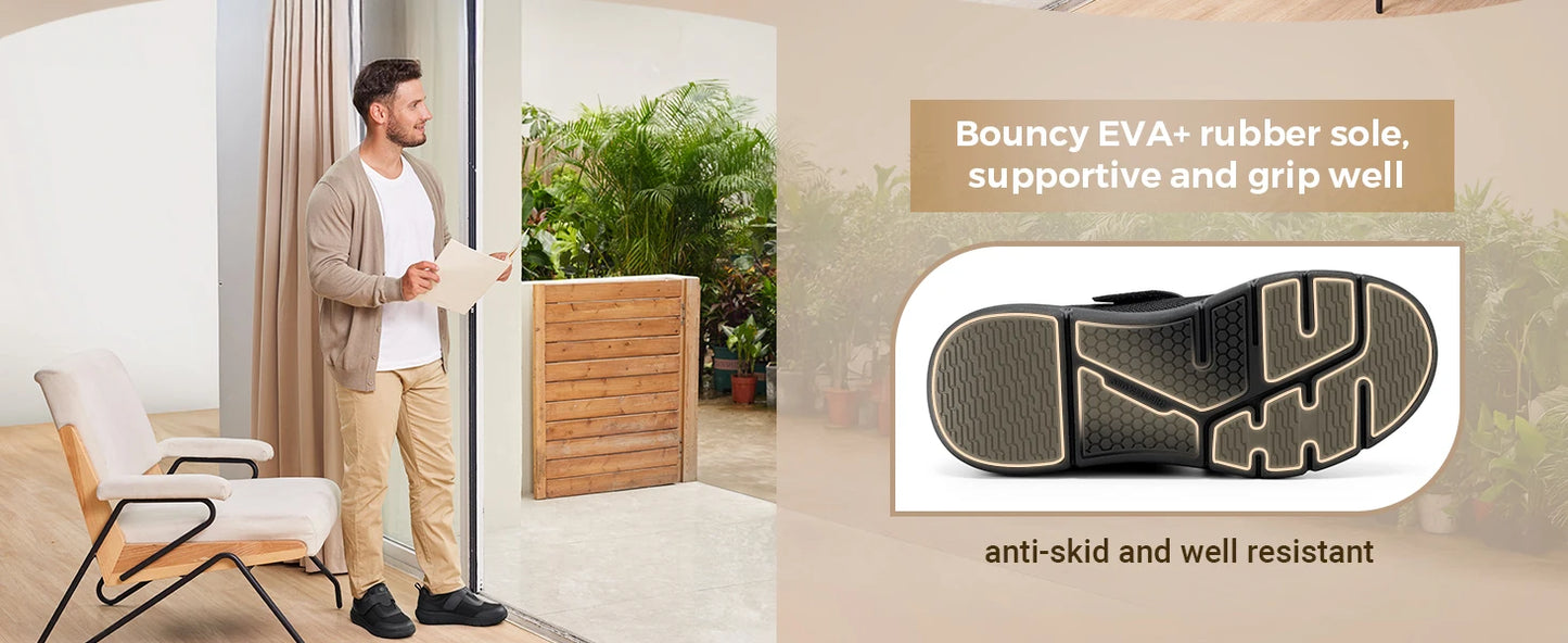 Fittington Diabetic Shoes For Man Extra Wide Width Swollen Feet/Shoes For Diabetics Pain Relief Non-slip Man Shoes