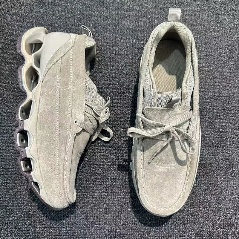 New Spring Summer Casual Leather Shoes Korean Style Round Toe/Lace Up Elevator Sole Minimalist Elegant Fashion Footwear