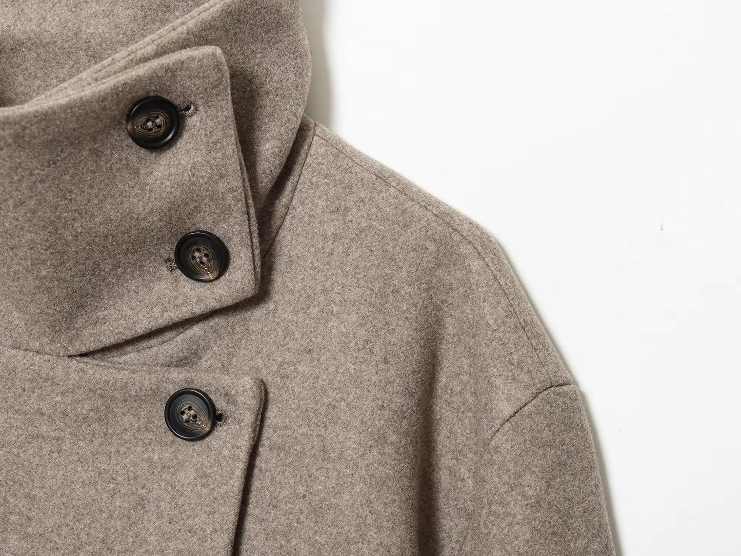 European and American Winter New Women's Loose and Casual Style/Simple Long Sleeve Buckle Stand up Collar Coat