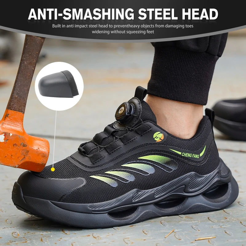 Soft sole lace-free anti-smash/and anti-puncture Men safety Sneakers shoes