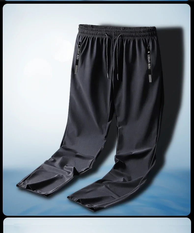 Summer Men Casual High end Ice Silk Pants Sports Pants/Quick-Drying Men's Trousers Sweatpants Male Elastic Plus Size 8xl 7xl 6xl