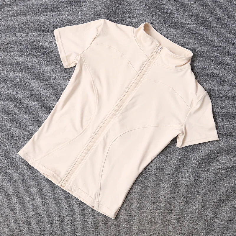 Women sport wear Slim Fit Polyester Quick-drying Full Zip/Outdoor Fitness Running Tights Short Sleeves Women's Yoga Wear