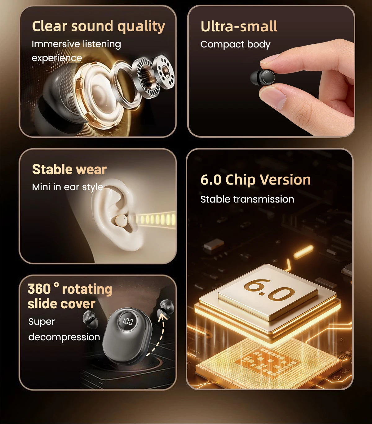 SK55 Bluetooth Wireless Earbuds Sleep Earphones/Bluetooth 6.0, Noise-Canceling Earphones Improves Sleep Quality
