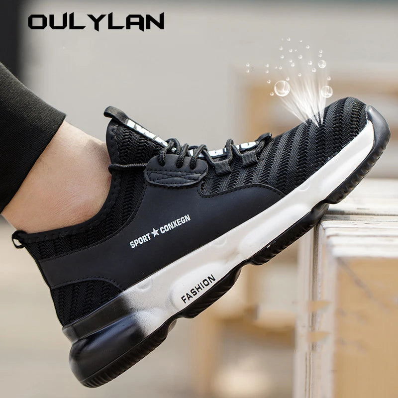 Men's Work Sneakers Steel Toe Puncture-Proof Safety Shoes/Boots Men's Anti-smash Working Protective Shoes Work Shoes