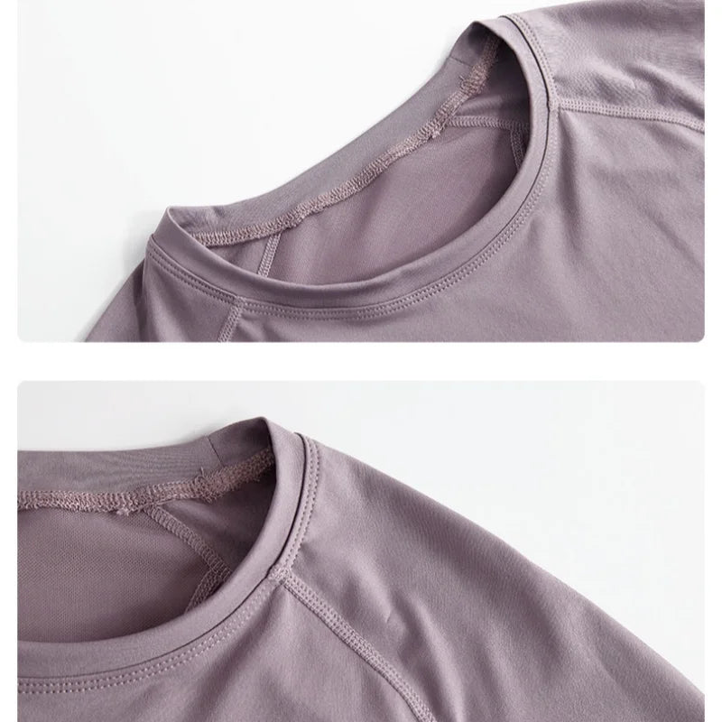 DRUR Long Sleeve Gym Top Women Breathable Quick Dry Workout Tshirt/Loose Fit Running Tee Yoga Clothing Sportswear Activewear New