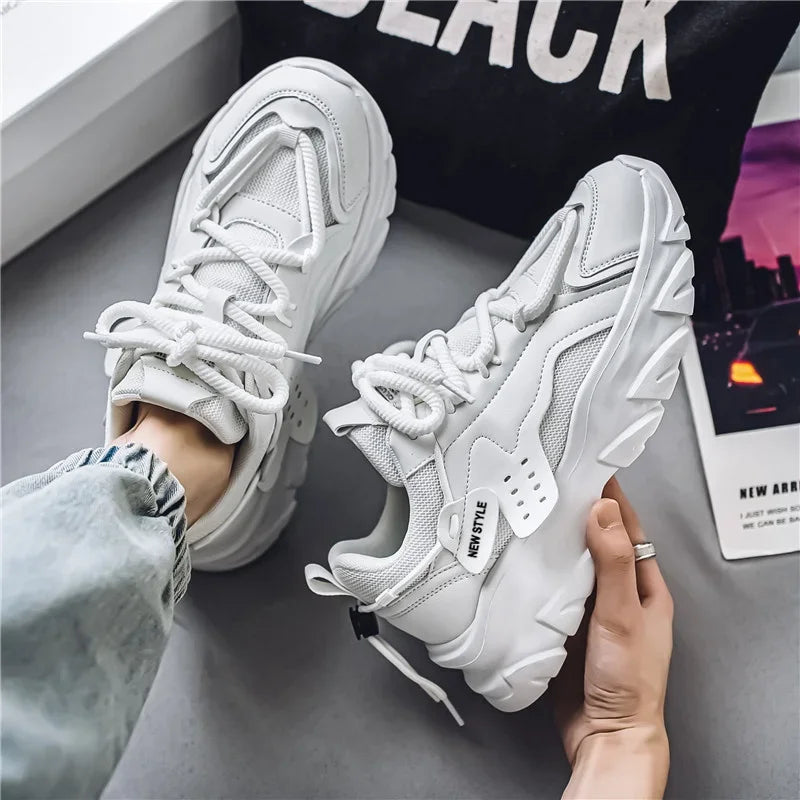 Men's Thick Sole Sport Shoes Simple Fashionable Casual Sneaker/High Quality Rubber Plastic Male Athletic Shoes Chunky Sneakers
