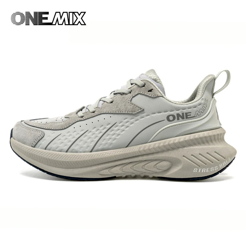 ONEMIX Men's Winter Leather Sports Shoes For Heavy Weight Adults/Shock-Absorbing & Stable Support Cold-Resistant Daily Shoes