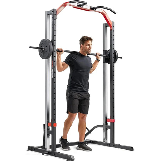 Sunny Health & Fitness Premium Squat Smith Machine Power Rack Fitness Gym Equipment