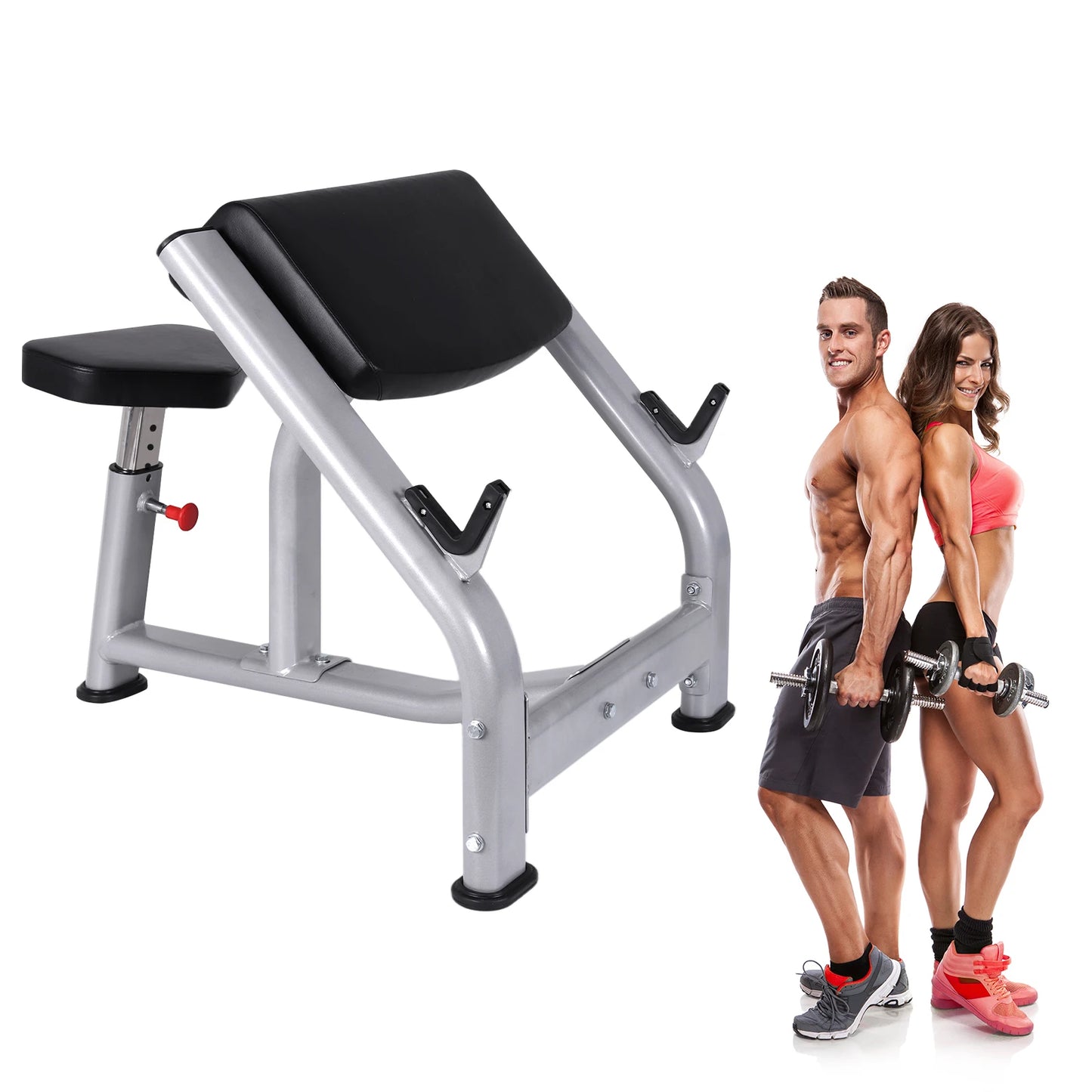 Weight Training Equipment with Adjustable Seat Seated Barbell/and Dumbbell Biceps Station for Home Gym Strength Training