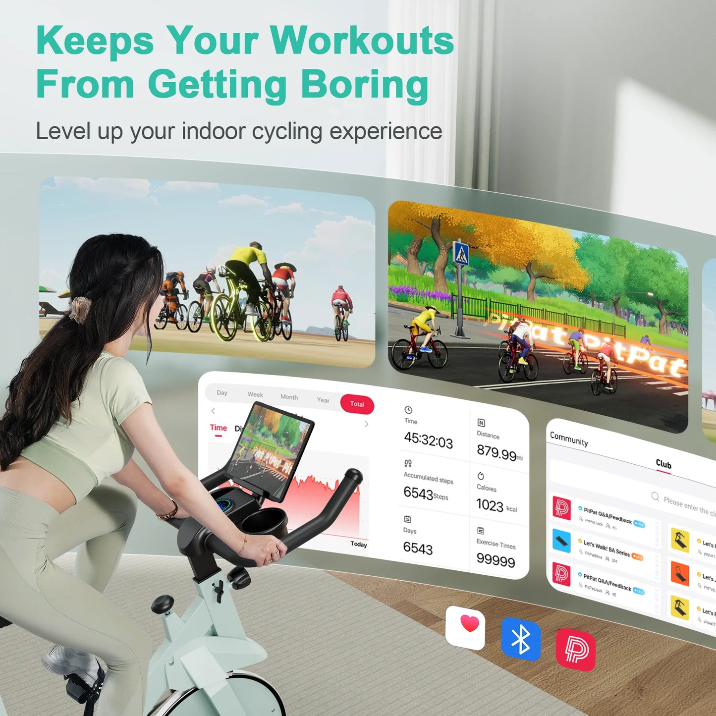Superun Exercise Bike, 32-Level Magnetic Resistance Stationary Bikes/for Home Low Noise Workout Cycling Bike for Home