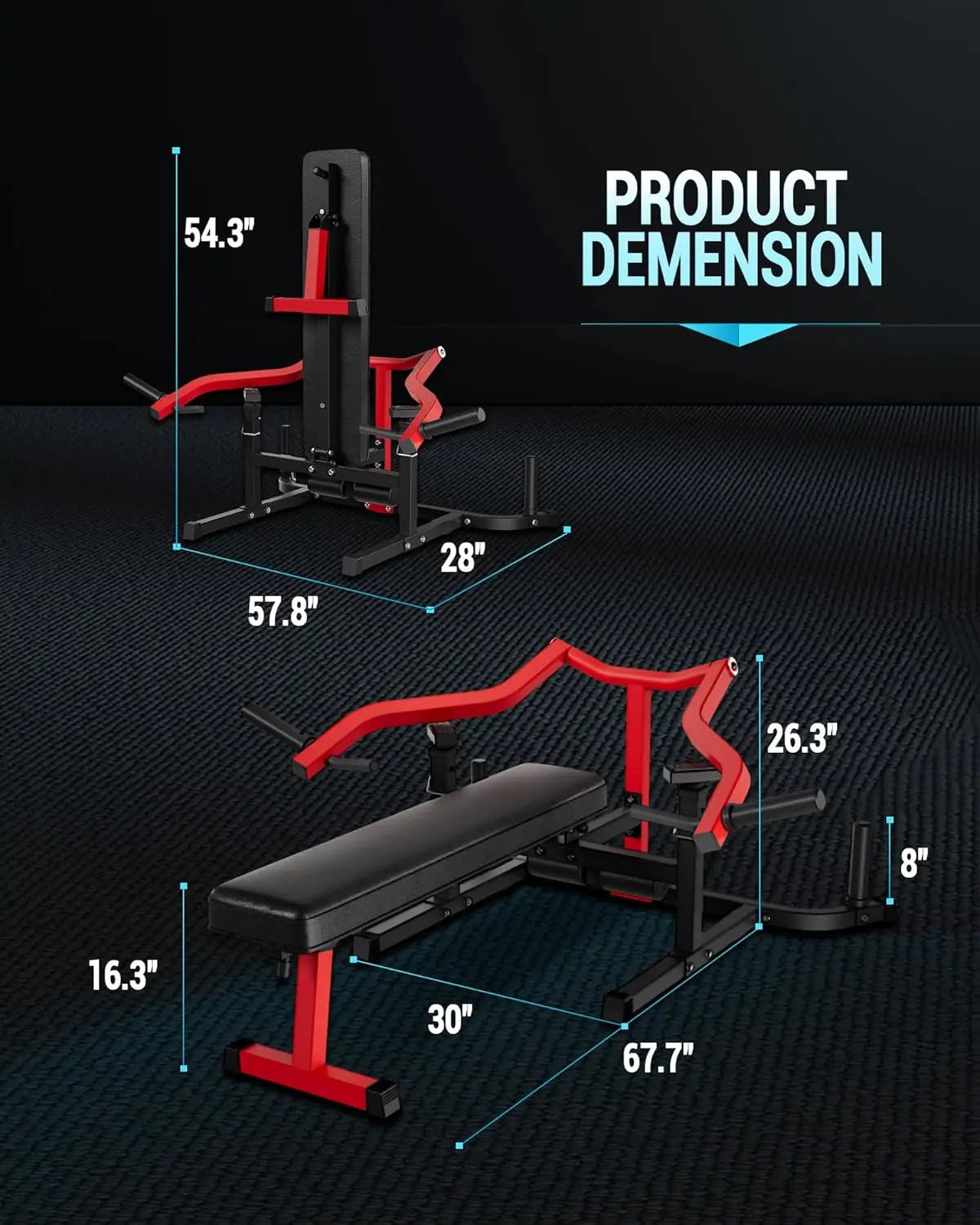 Chest Press Machine with Adjustable Bench and Converging Arms/Bench Press and Chest Workout Machine Features Flat for Home Gym
