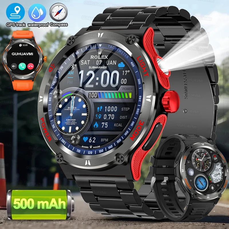 HUAWEI Xiaomi Outdoor Sport Smart Watch GPS Fitness Compass/LED Flashlight 3ATM Waterproof BT5.3 Call Smartwatch