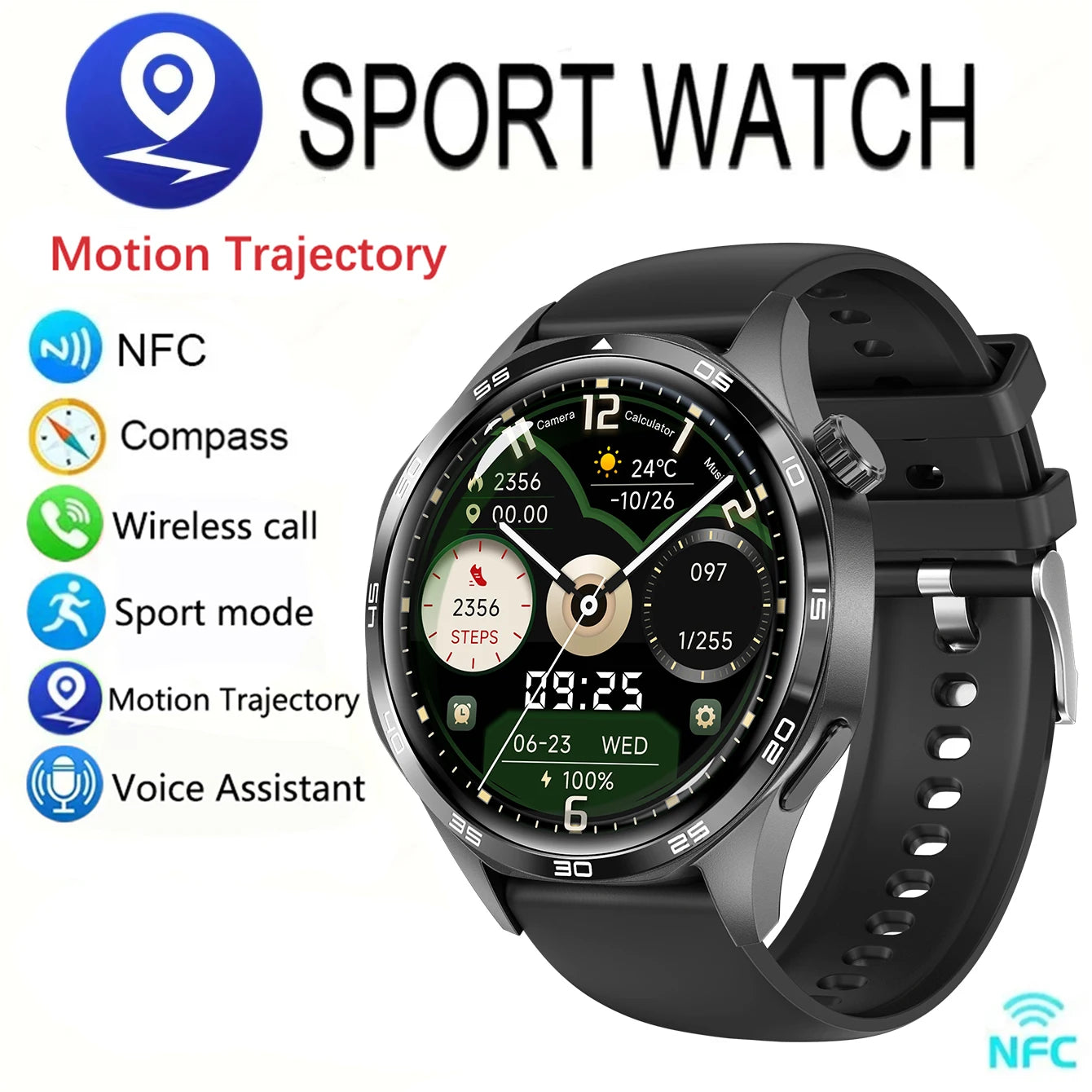 New Watch GT5 PRO NFC Smart Watch GPS Motion Trajectory HD Screen/Bluetooth Call Smartwatch Outdoor Sports Watches For Men