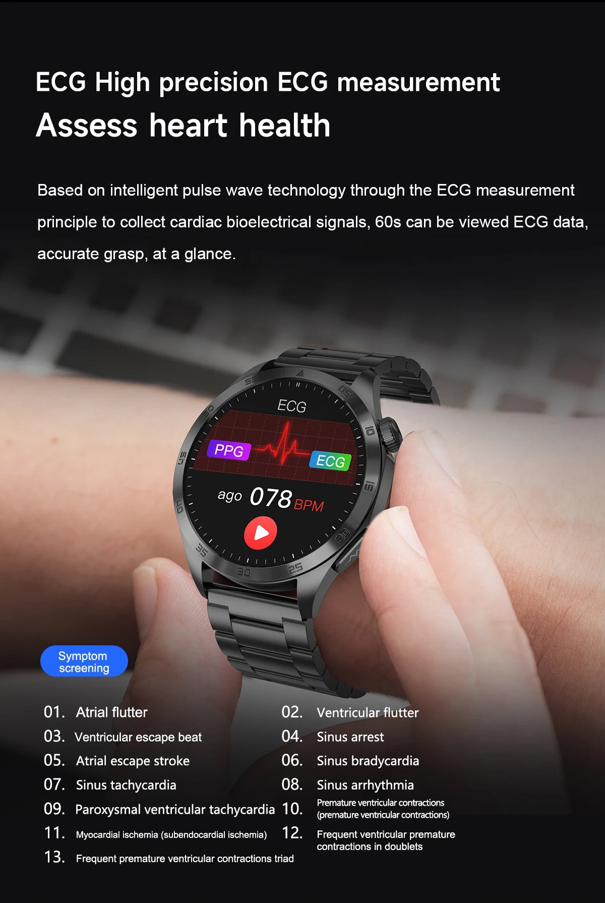 Marsyu 2026 New Nursing Grade Smart Watch ECG+PPG Blood Lipid/Blood pressure Uric Acid HD Bluetooth Call Clock Health Smart Watch