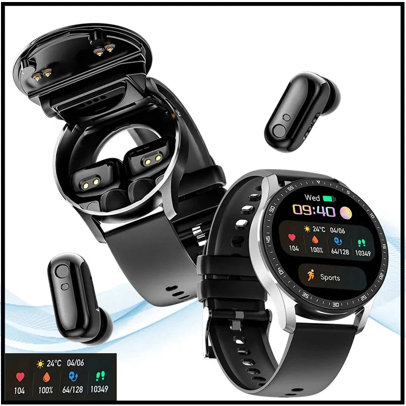 GEJIAN X10 Headset Smart Watch TWS Two In One Wireless Bluetooth/Dual Headset Call Health Blood Pressure Sport Music Smartwatch