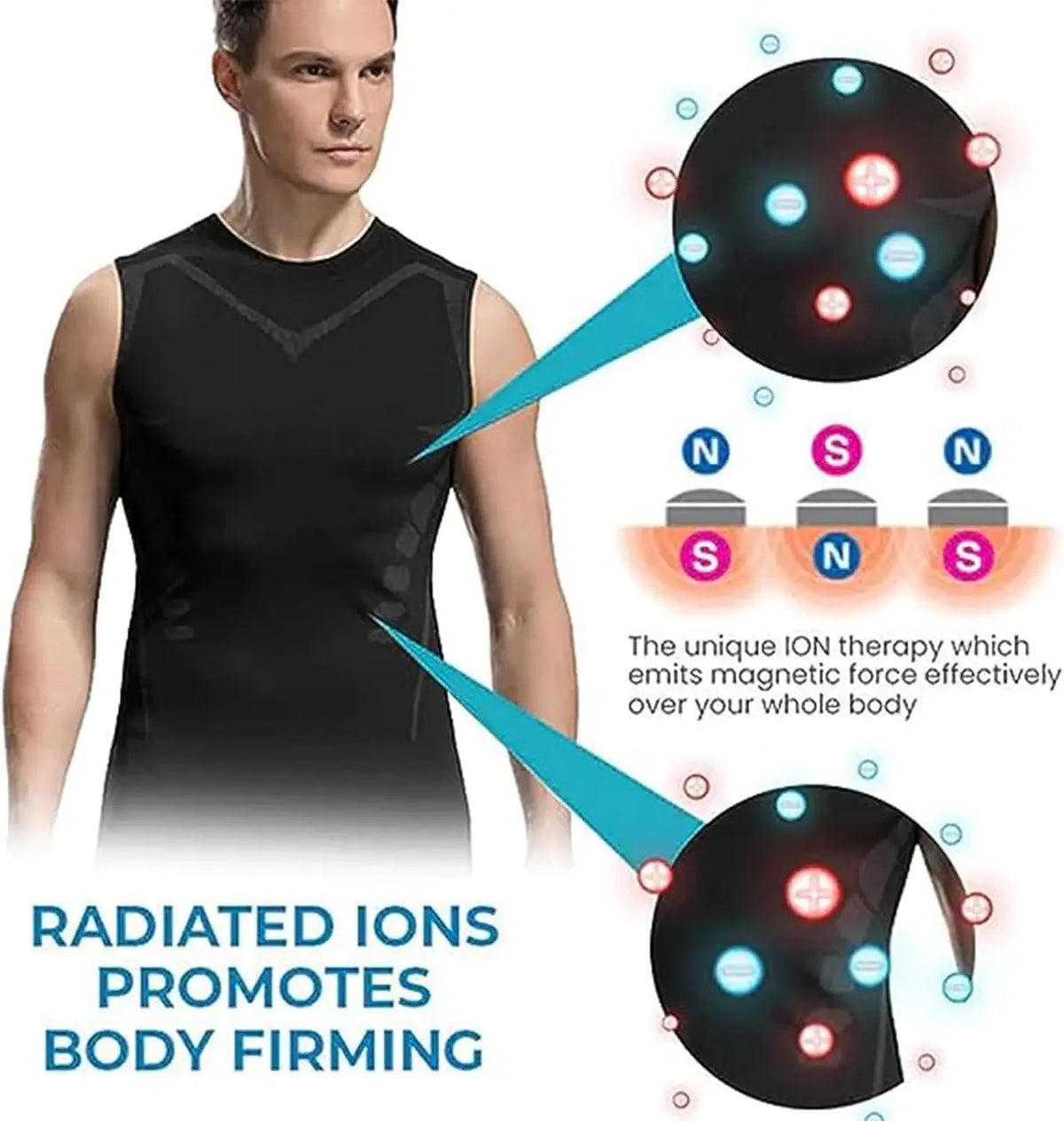 New Fashion Trends Summer Men Shapewear Ionic Shaping Vest Sleeveless Shirt Tight Compression Shirts Tank Top Breathable Ice Silk Vest