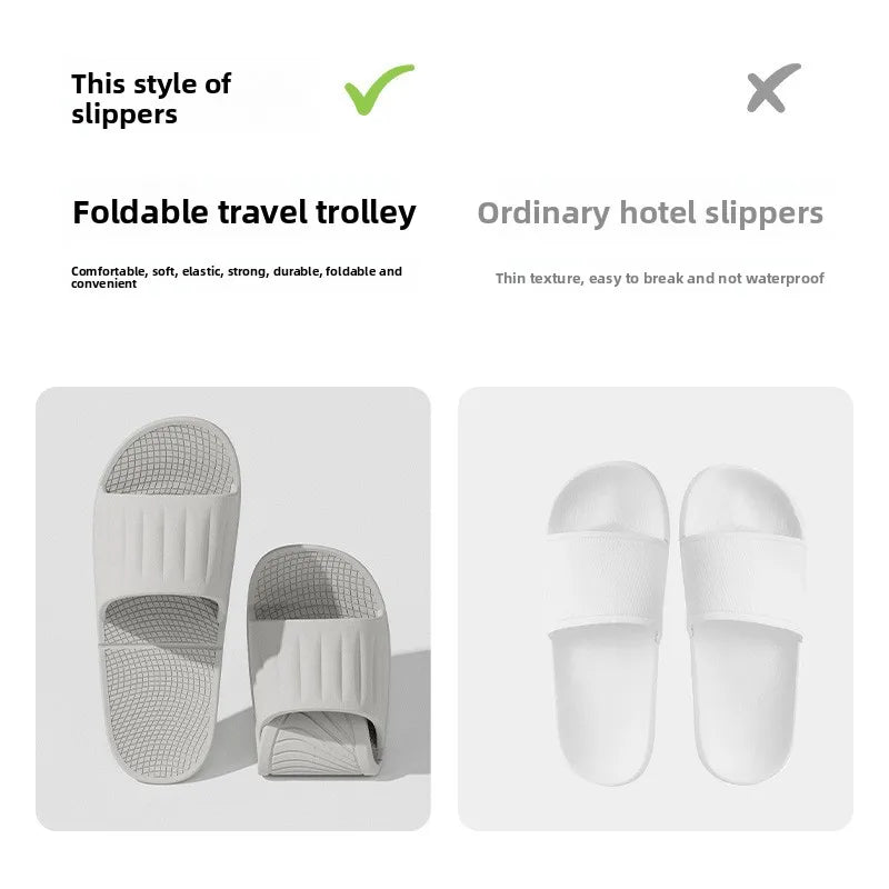 Foldable Travel Slippers for Men & Women Portable Hotel Bathroom Sandals/Packable Beach Shoes for Shower & Pool New Design