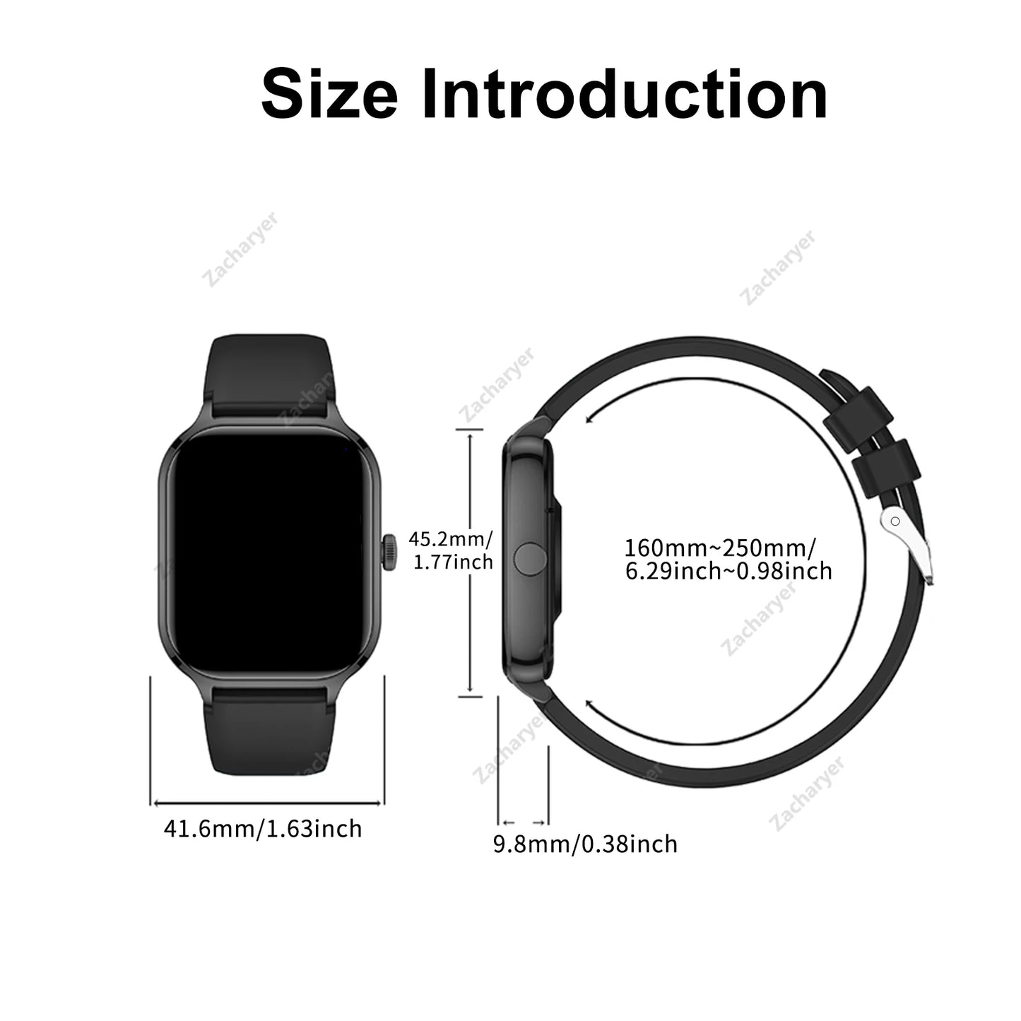 Smart watch full touch screen, sports watch/can answer and make calls with message reminders customizable dial