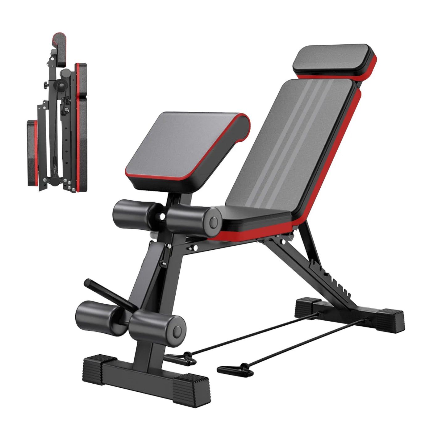 Adjustable Weight Bench 7-Level Foldable with Extended Headrest/Leg Extension Incline Decline Bench 770 lbs Full-Body Strength