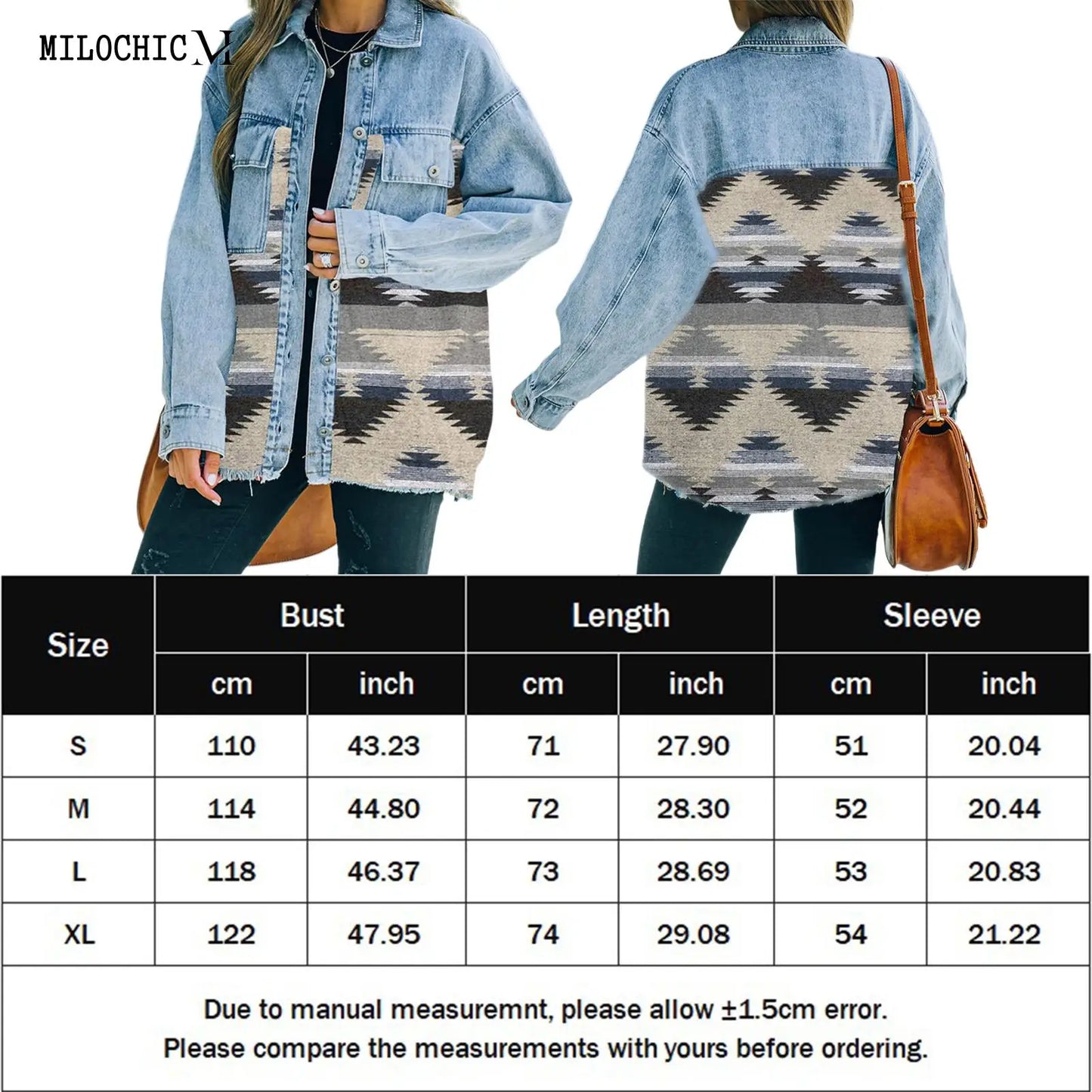 Vintage Style Casual Jacket Women/Geometric Pattern Coat Single Breasted Pockets Long Sleeve