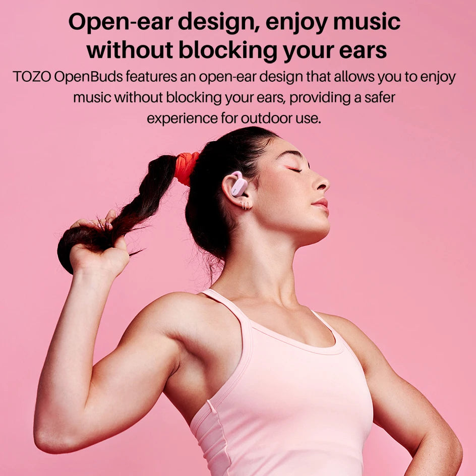 Refurbished TOZO Open Ear Hooks Headphones OWS Wireless Bluetooth/5.3 Earphones Earbuds Adjustable Music Sport HiFi Stereo Sound