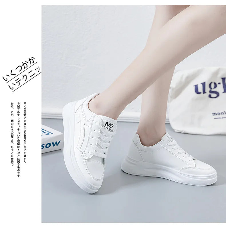 Outdoor Women Walking Shoes Skateboarding Shoes Women Sneakers/PU Leather Lace-Up Breathable Jogging Casual Sneakers