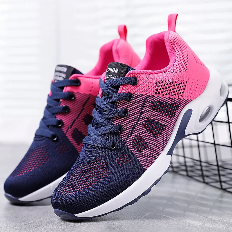 Women's Shock Absorbing Air Cushion Sneakers Breathable Mesh/Lightweight Sports Shoes for Walking & Running