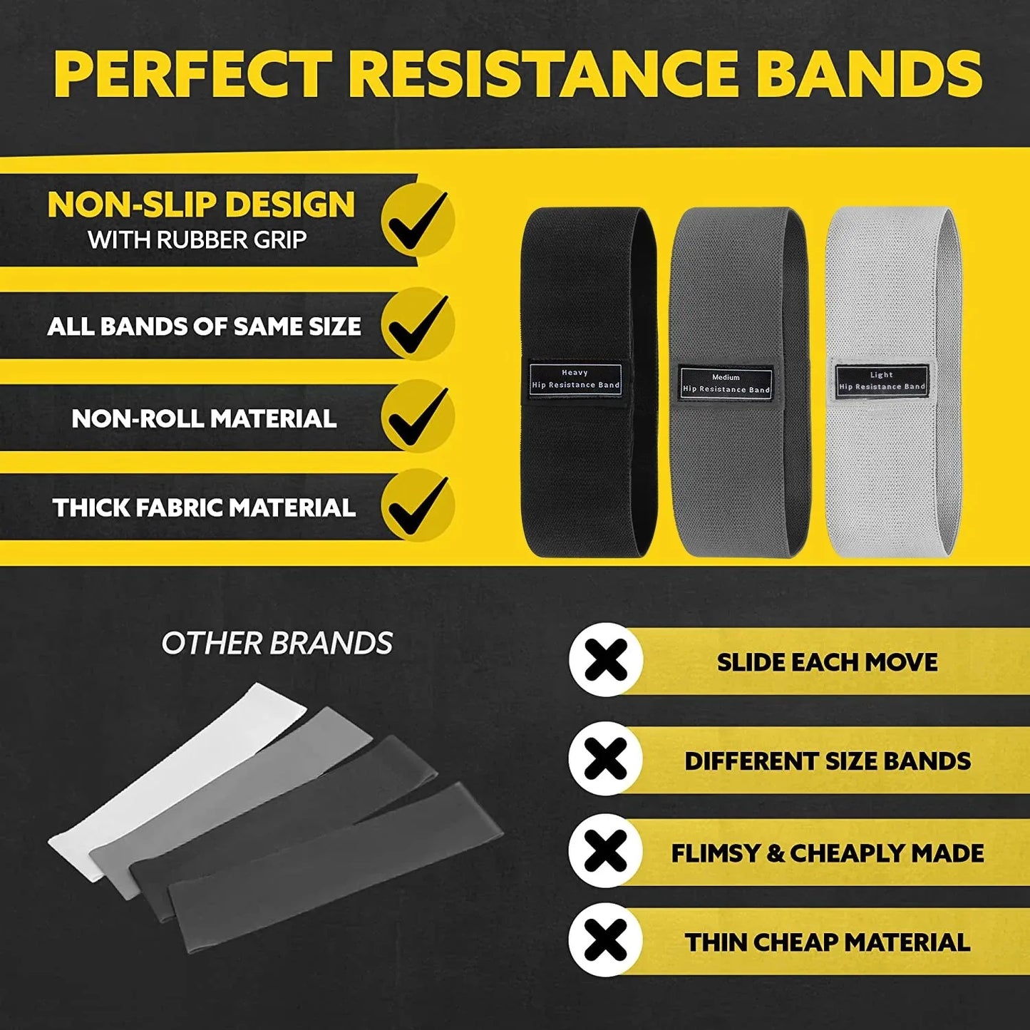 Glute Thigh Elastic Workout Bands Fabric Resistance Hip Booty Bands/Squat Circle Stretch Fitness Strips Loops Yoga Gym Equipment
