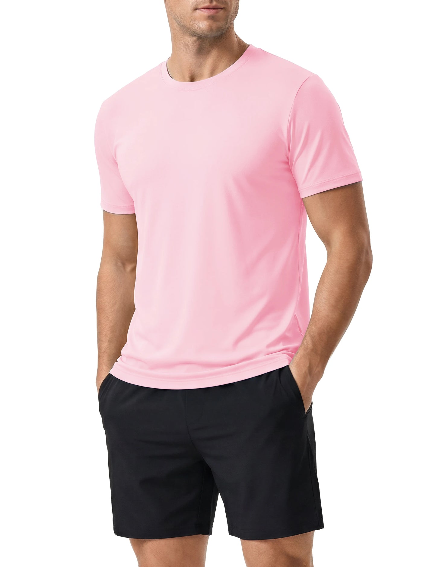 Men's UPF 50+ Shirt Sun Protection SPF UV Moisture Wicking/Lightweight Quick Dry Swim Rash Guard Short Sleeve Athletic Running