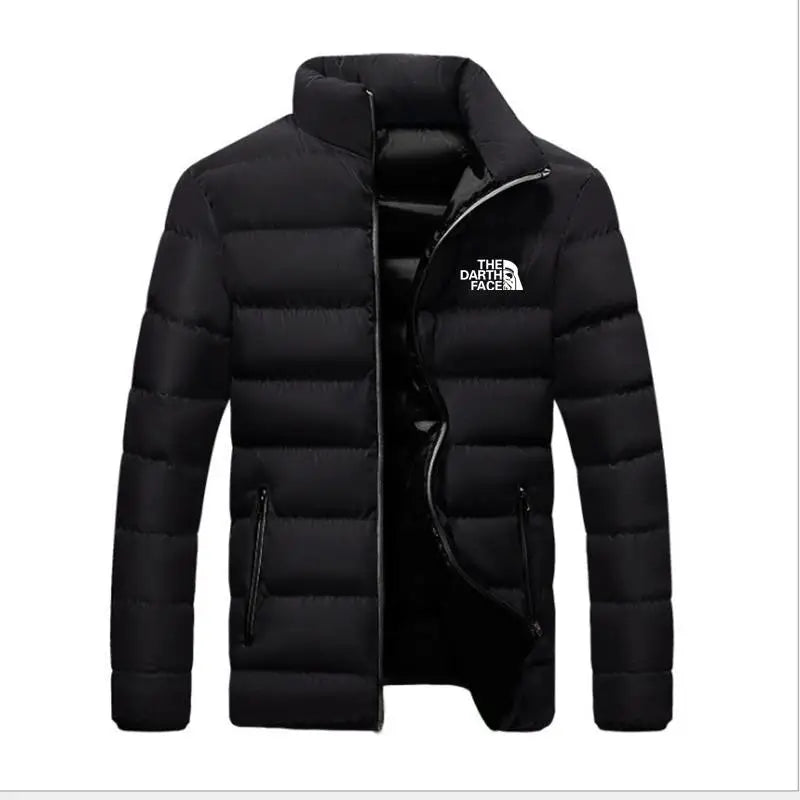 men's trendy casual wear new warm parka winter coat solid color/stand up collar zipper windproof cotton printed jacket