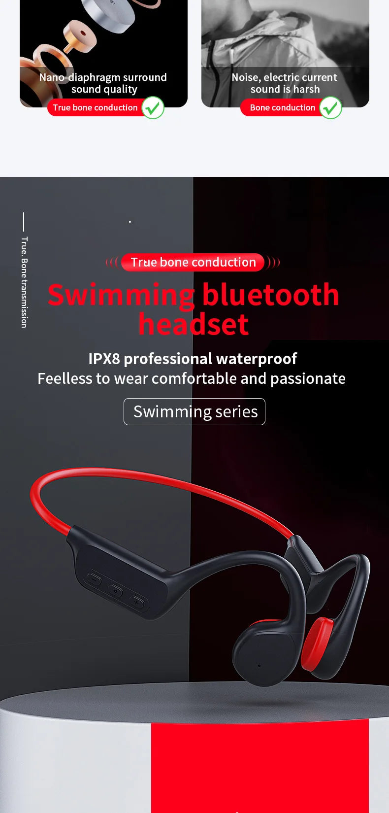 For XIAOMI Bluetooth Earphone X7 Wireless/IPX8 Headphones MP3 IP68 32G Waterproof Headset