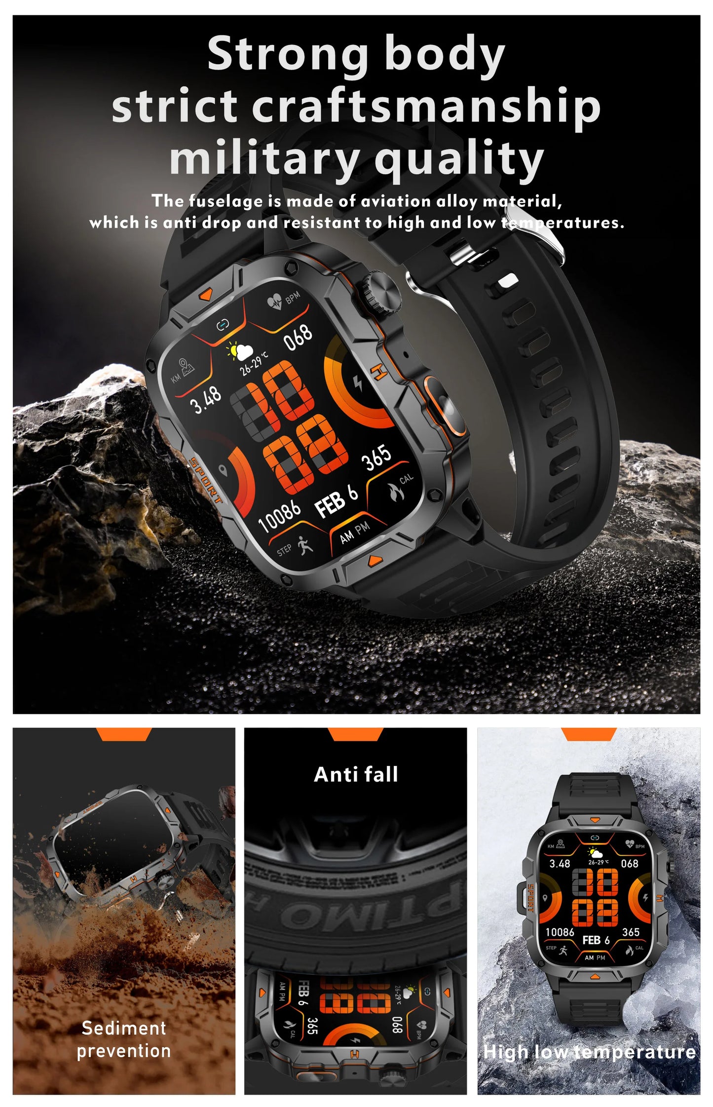 For Xiaomi Outdoor Sports Smart Watch GPS tracker 5ATM Flashlight/1.96" HD Display Screen Bluetooth call Men Fitness Watches