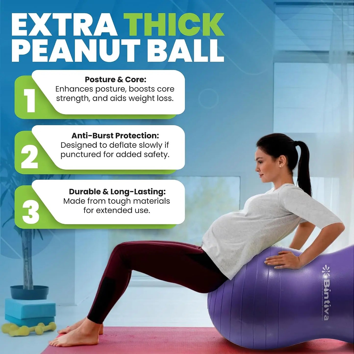 Peanut Ball for Physical Therapy Yoga, Exercise Sensory/Room Equipment for Pregnancy & Wiggle Seat