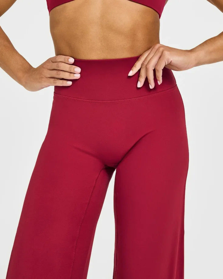 NCLAGEN Soft Motion Straight Leg Bottoms Women's Mid-Waist Yoga Pants/GYM Leggings Naked Feel Pilates Running Sports Trousers
