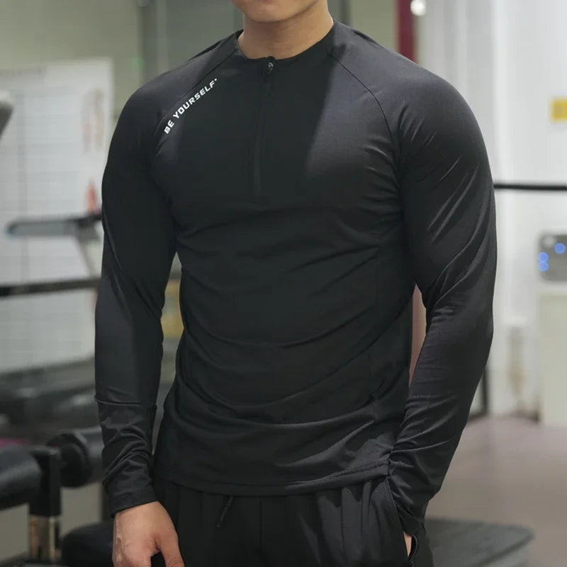 Men's Fitness Sports T-shirt Running Compression Tops/Muscle Fit Shirts Long Sleeve Sweatshirt Jogging Breathable Activewear