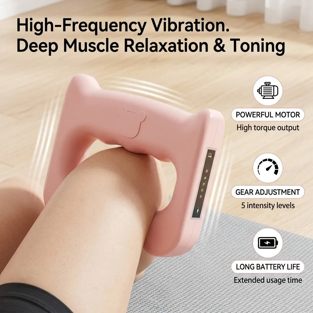 Electric Fascia Ring Massager, 2-in-1 Handheld Muscle Massage Gun/with Belt for Neck Shoulder Rechargeable 5-Speed Portable Percussion Device