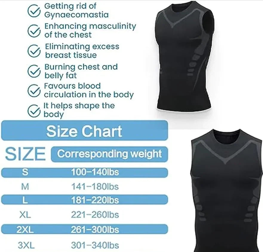 New Fashion Trends Summer Men Shapewear Ionic Shaping Vest Sleeveless Shirt Tight Compression Shirts Tank Top Breathable Ice Silk Vest